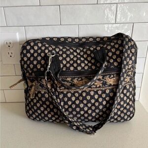 Pierre Deux French Country Vintage Black Floral Quilted Shoulder Bag Hand Made